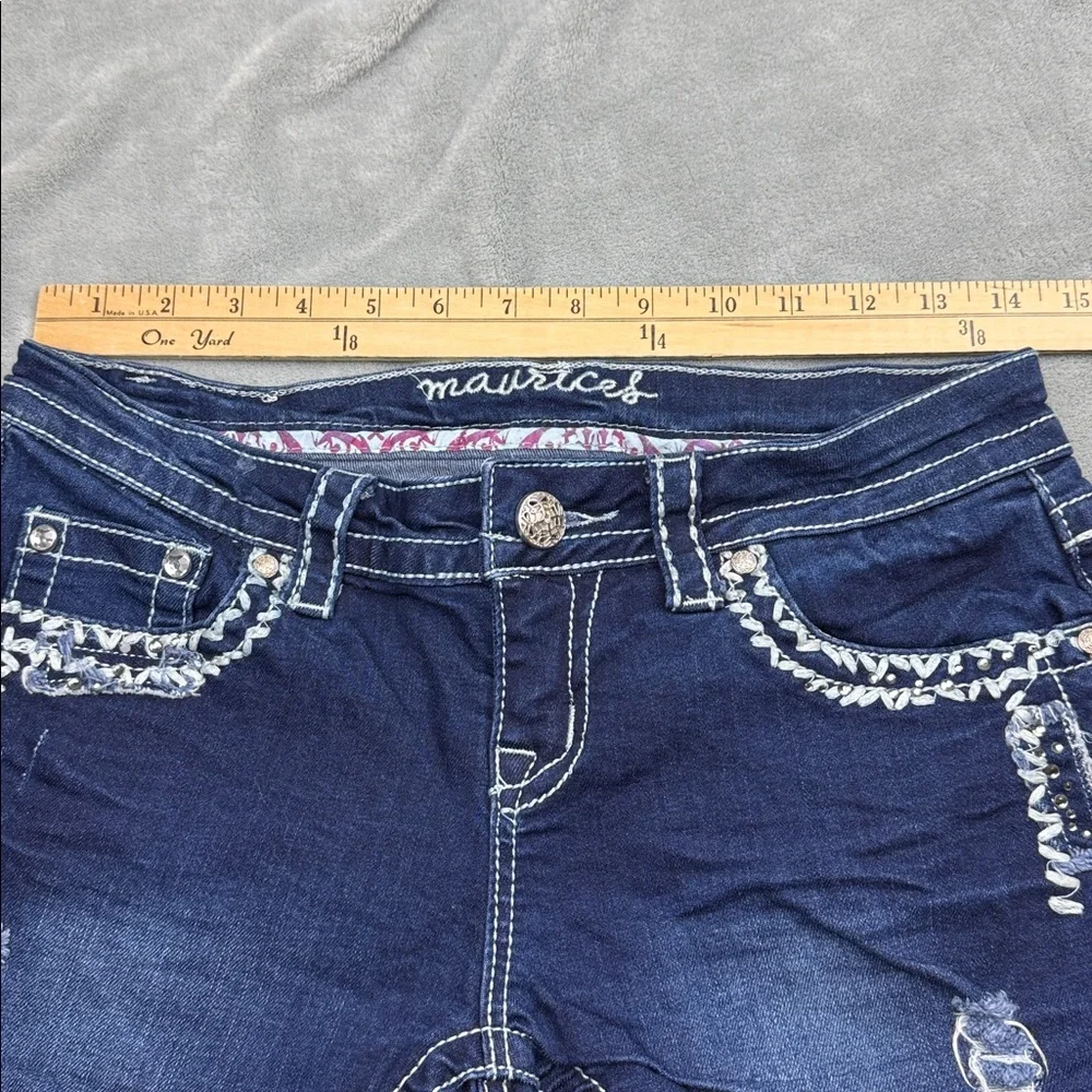 Maurices Dark Blue Distressed Jean Shorts